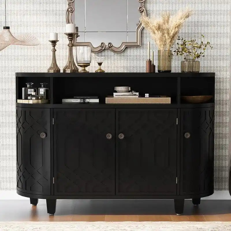 Meuble de rangement 48W avec quatre portes et étagères réglables - N/A