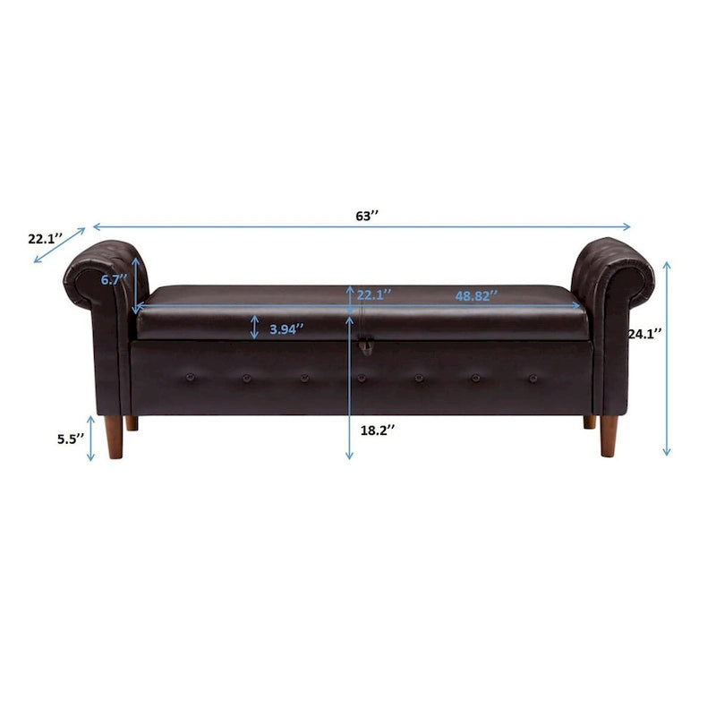 Banc ottoman à accoudoirs en cuir PU, banc capitonné, tabouret de canapé, banc repose-pieds pour entrée, salon et fenêtre