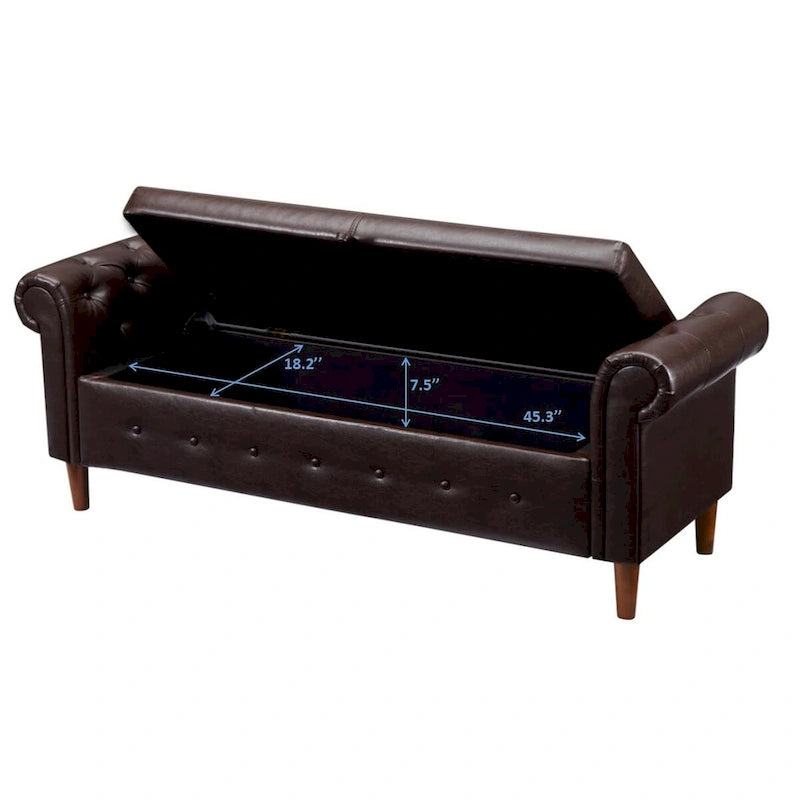 Banc ottoman à accoudoirs en cuir PU, banc capitonné, tabouret de canapé, banc repose-pieds pour entrée, salon et fenêtre