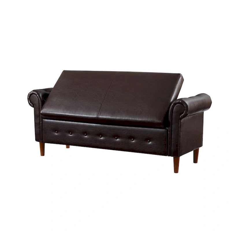 Banc ottoman à accoudoirs en cuir PU, banc capitonné, tabouret de canapé, banc repose-pieds pour entrée, salon et fenêtre
