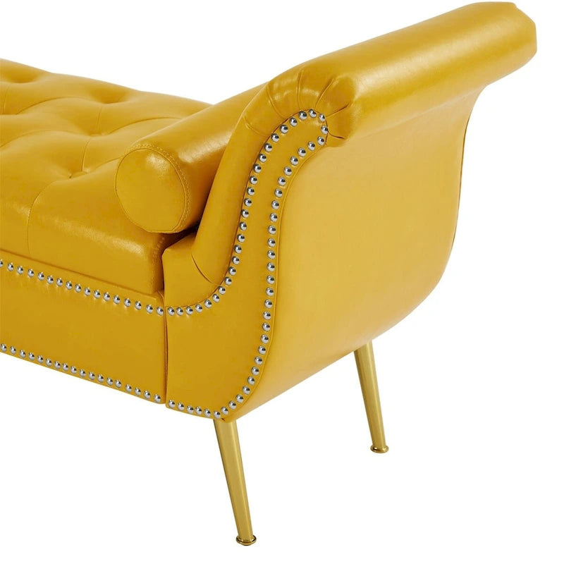 Banc ottoman à accoudoirs en cuir PU, banc capitonné, tabouret de canapé, banc repose-pieds pour entrée, salon et fenêtre