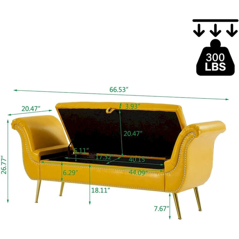 Banc ottoman à accoudoirs en cuir PU, banc capitonné, tabouret de canapé, banc repose-pieds pour entrée, salon et fenêtre