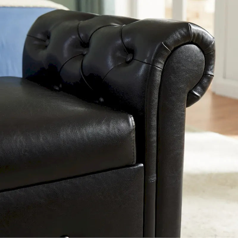 Banc ottoman à accoudoirs en cuir PU, banc capitonné, tabouret de canapé, banc repose-pieds pour entrée, salon et fenêtre