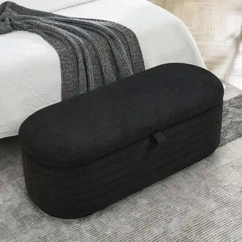 Banc de rangement ottoman en tissu rembourré de 45,5 L