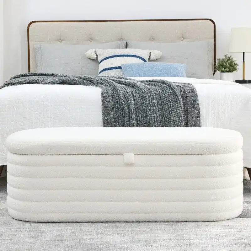 Banc de rangement ottoman en tissu rembourré de 45,5 L