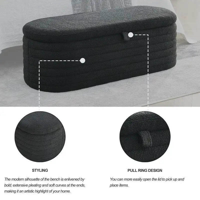 Banc de rangement ottoman en tissu rembourré de 45,5 L