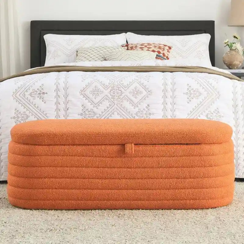 Banc de rangement ottoman en tissu rembourré de 45,5 L