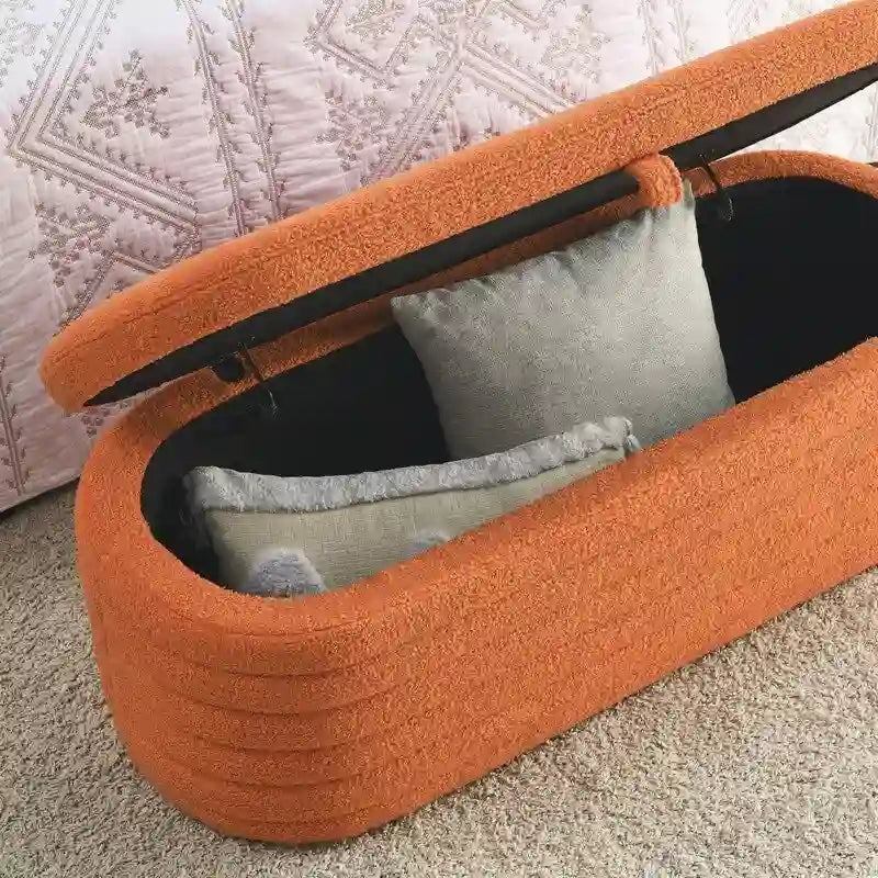 Banc de rangement ottoman en tissu rembourré de 45,5 L