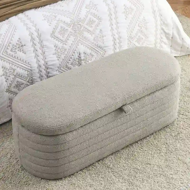 Banc de rangement ottoman en tissu rembourré de 45,5 L