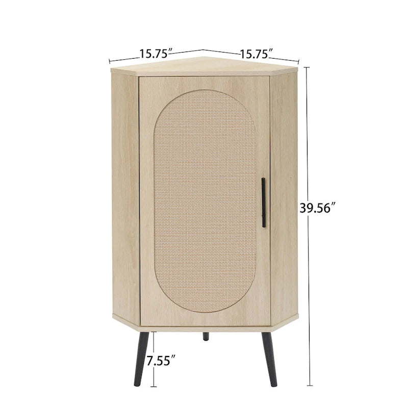 Meuble d'angle, porte en rotin, tables d'angle autoportantes pour petits espaces, étagère d'angle pour salon, cuisine, chambre