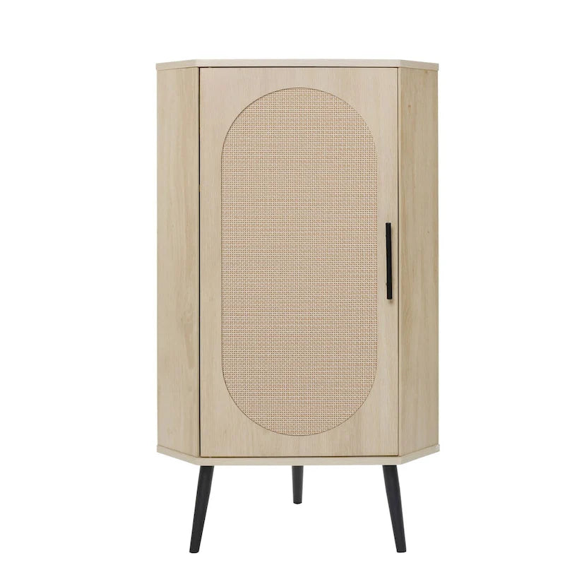 Meuble d'angle, porte en rotin, tables d'angle autoportantes pour petits espaces, étagère d'angle pour salon, cuisine, chambre