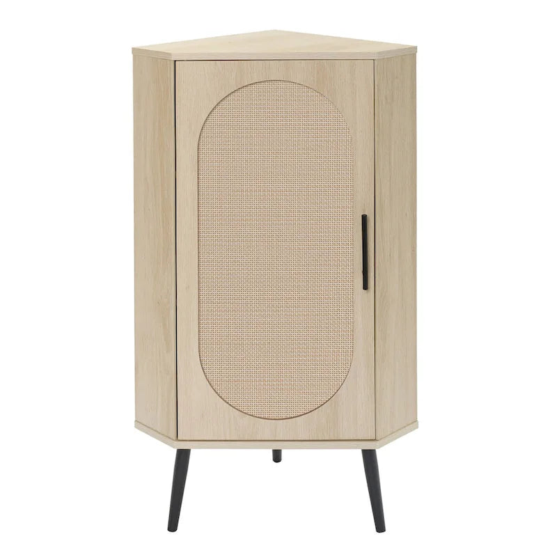 Meuble d'angle, porte en rotin, tables d'angle autoportantes pour petits espaces, étagère d'angle pour salon, cuisine, chambre