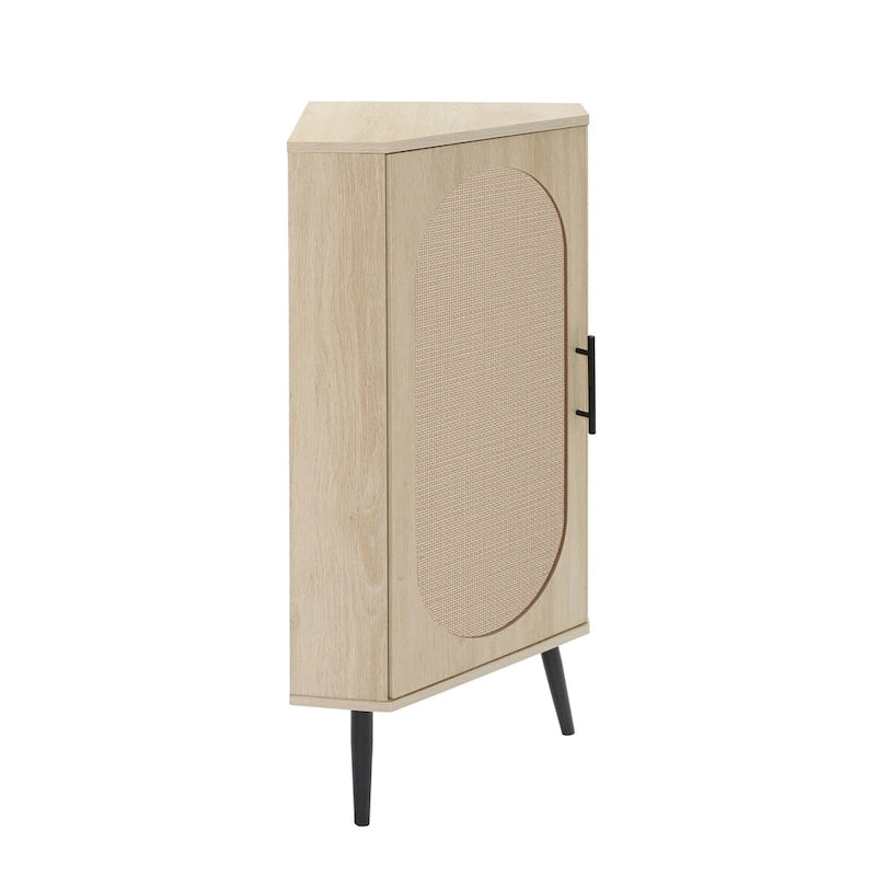 Meuble d'angle, porte en rotin, tables d'angle autoportantes pour petits espaces, étagère d'angle pour salon, cuisine, chambre