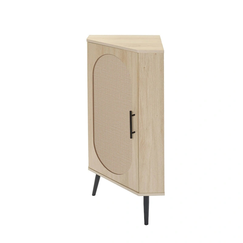 Meuble d'angle, porte en rotin, tables d'angle autoportantes pour petits espaces, étagère d'angle pour salon, cuisine, chambre