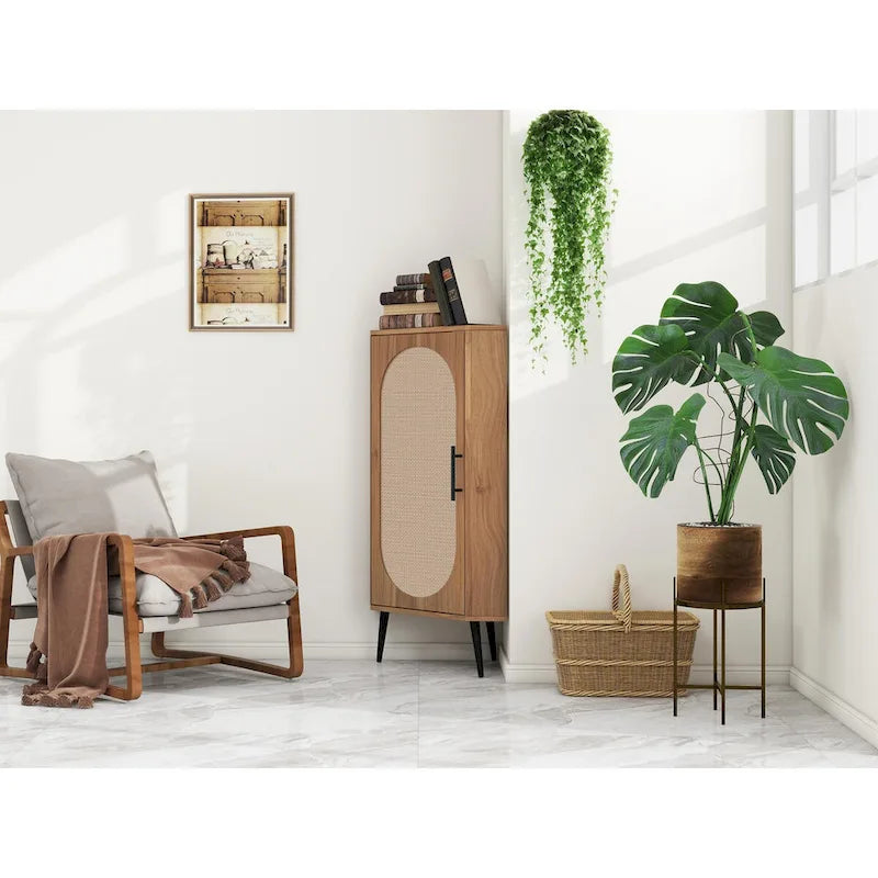 Meuble d'angle, porte en rotin, tables d'angle autoportantes pour petits espaces, étagère d'angle pour salon, cuisine, chambre