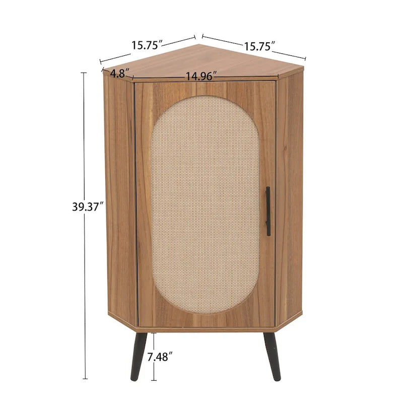 Meuble d'angle, porte en rotin, tables d'angle autoportantes pour petits espaces, étagère d'angle pour salon, cuisine, chambre