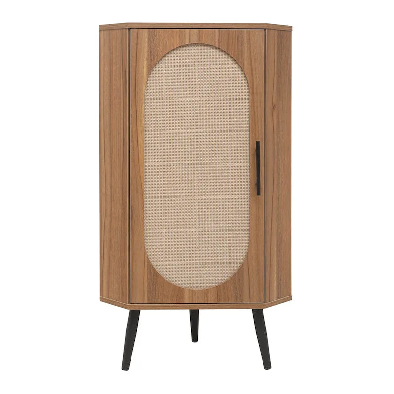 Meuble d'angle, porte en rotin, tables d'angle autoportantes pour petits espaces, étagère d'angle pour salon, cuisine, chambre