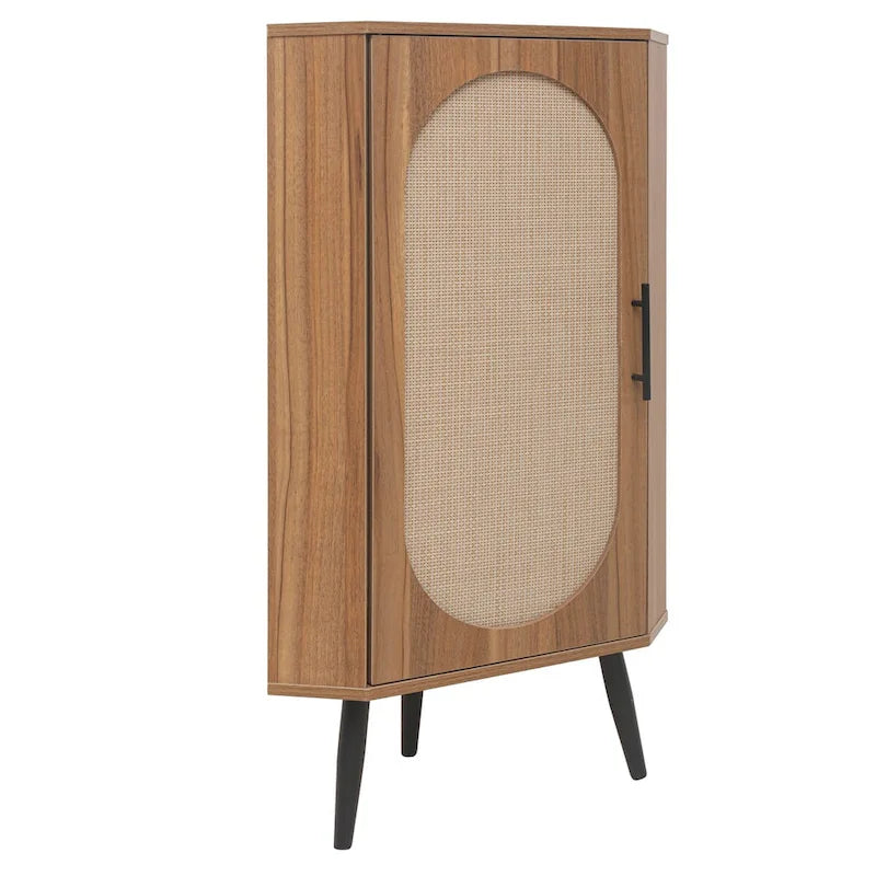 Meuble d'angle, porte en rotin, tables d'angle autoportantes pour petits espaces, étagère d'angle pour salon, cuisine, chambre