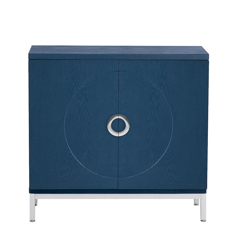 Meuble d'appoint avec placage en bois massif et piètement en métal - 34L x 15.5l x 31.9H