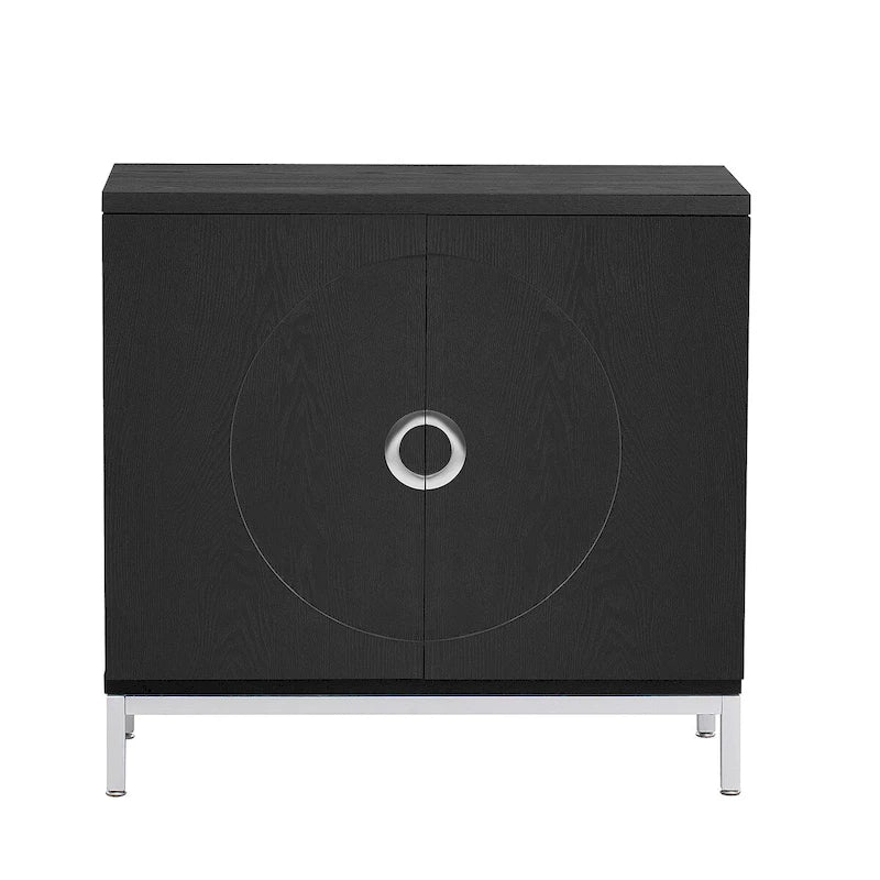 Meuble d'appoint avec placage en bois massif et piètement en métal - 34L x 15.5l x 31.9H