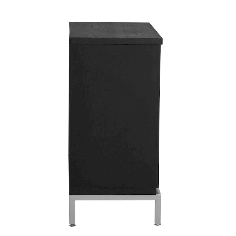 Meuble d'appoint avec placage en bois massif et piètement en métal - 34L x 15.5l x 31.9H