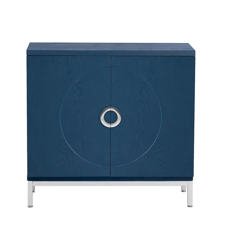 Meuble d'appoint avec placage en bois massif et piètement en métal - 34L x 15.5l x 31.9H