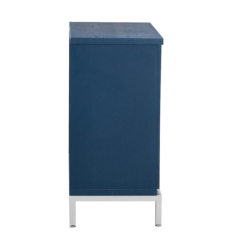 Meuble d'appoint avec placage en bois massif et piètement en métal - 34L x 15.5l x 31.9H