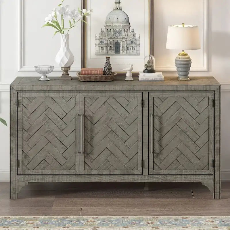 Meuble de rangement polyvalent avec placage MDF+Pin, étagères réglables, adapté