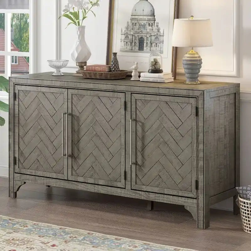Meuble de rangement polyvalent avec placage MDF+Pin, étagères réglables, adapté
