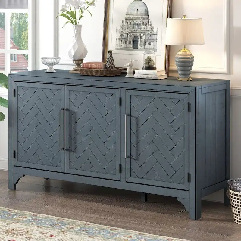 Meuble de rangement polyvalent avec placage MDF+Pin, étagères réglables, adapté
