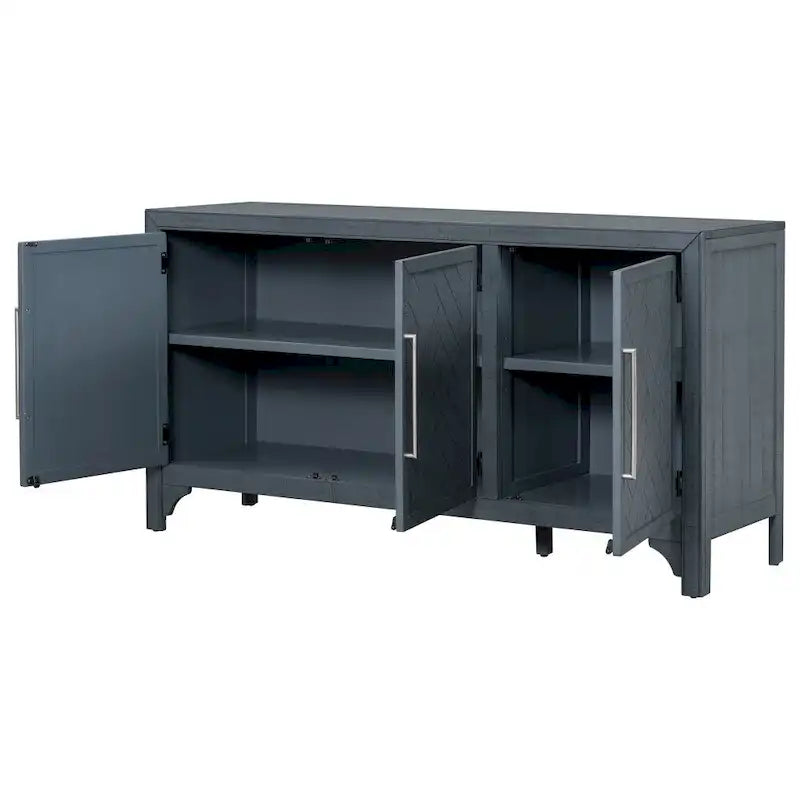 Meuble de rangement polyvalent avec placage MDF+Pin, étagères réglables, adapté