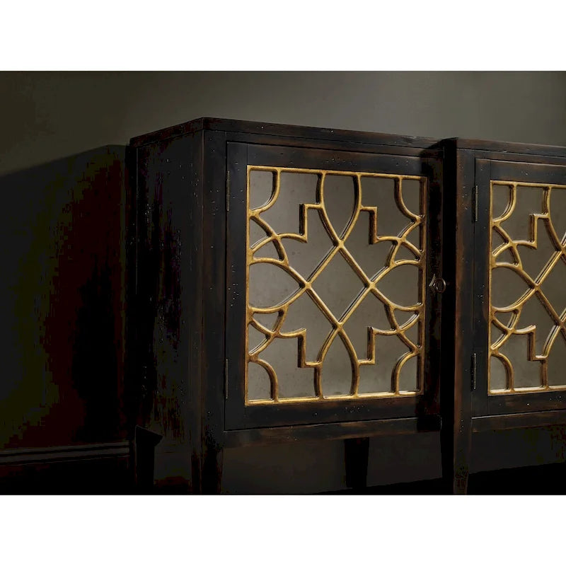 Console miroir à quatre portes Sanctuary - Ébène - 20L x 105l x 38H