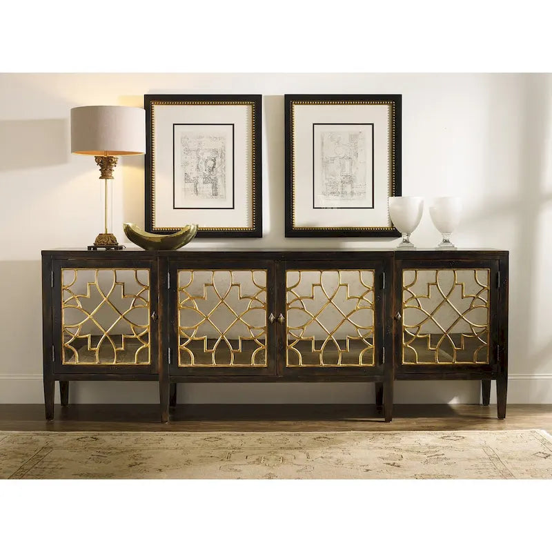 Console miroir à quatre portes Sanctuary - Ébène - 20L x 105l x 38H