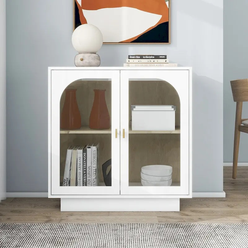 2 meubles de rangement avec portes vitrées pour le salon, la salle à manger et le bureau