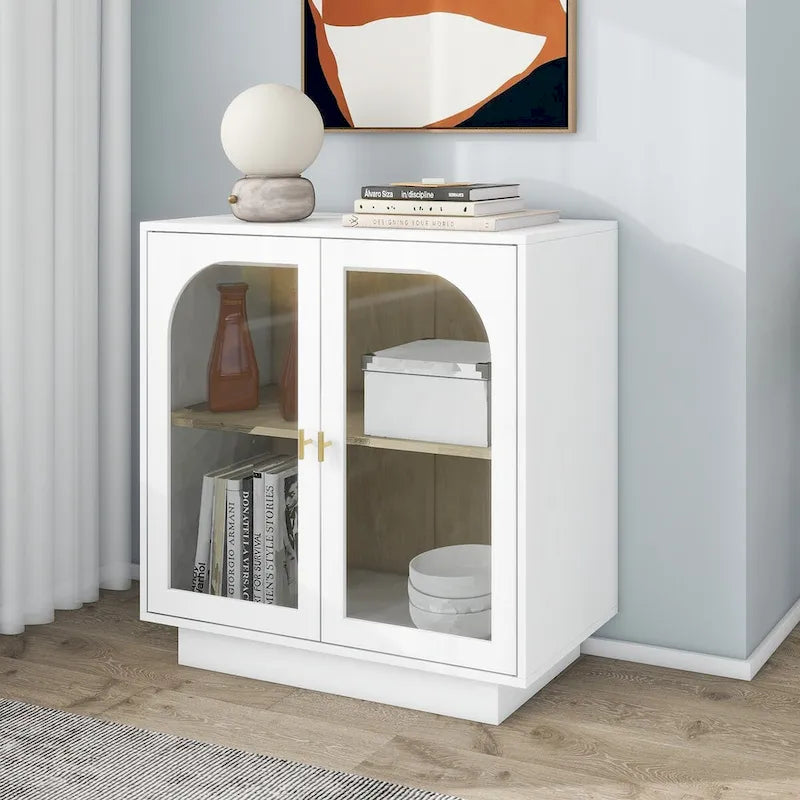 2 meubles de rangement avec portes vitrées pour le salon, la salle à manger et le bureau