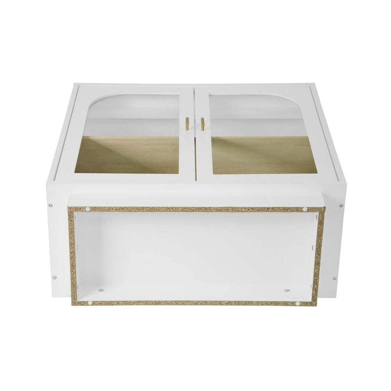 2 meubles de rangement avec portes vitrées pour le salon, la salle à manger et le bureau
