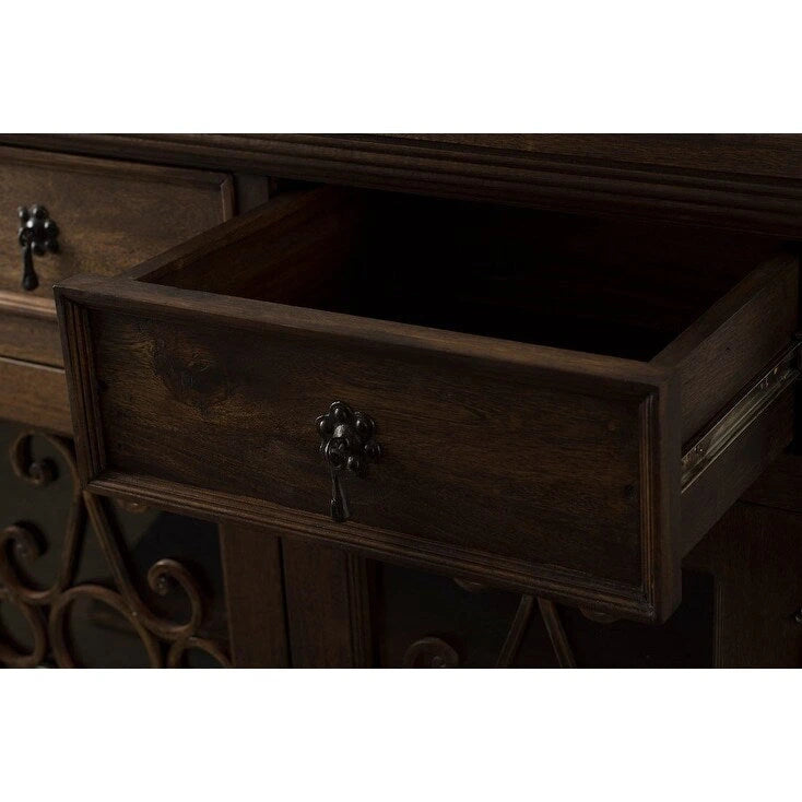 Buffet et vaisselier artisanaux en bois de grange récupéré massif et ferronnerie 39 de large - S/O