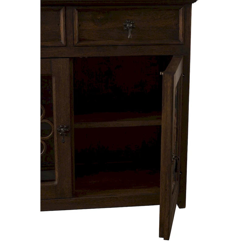 Buffet et vaisselier artisanaux en bois de grange récupéré massif et ferronnerie 39 de large - S/O