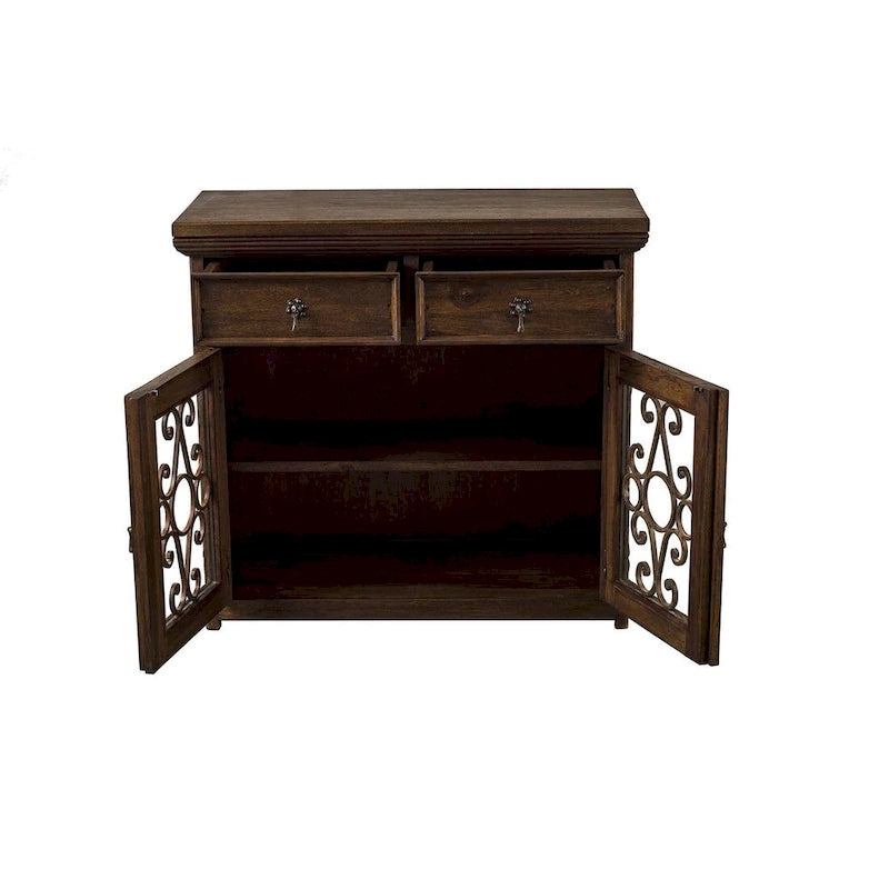 Buffet et vaisselier artisanaux en bois de grange récupéré massif et ferronnerie 39 de large - S/O