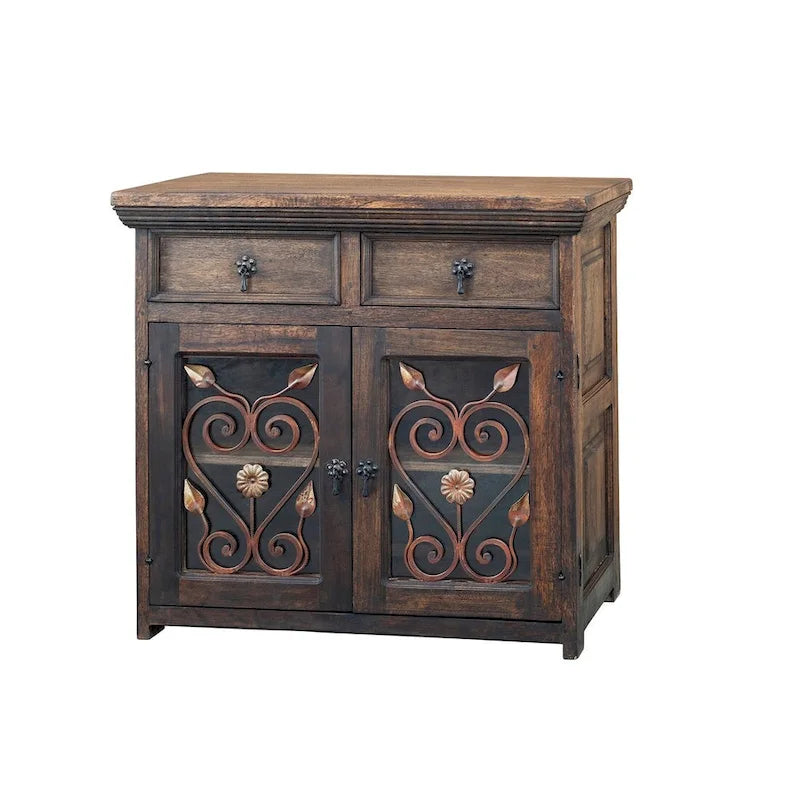 Buffet et vaisselier artisanaux en bois de grange récupéré massif et ferronnerie 39 de large - S/O