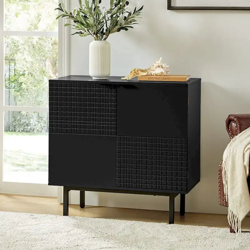 Meuble d'appoint 2 portes haut Arnold Modern 30 avec pieds en métal par HULALA HOME
