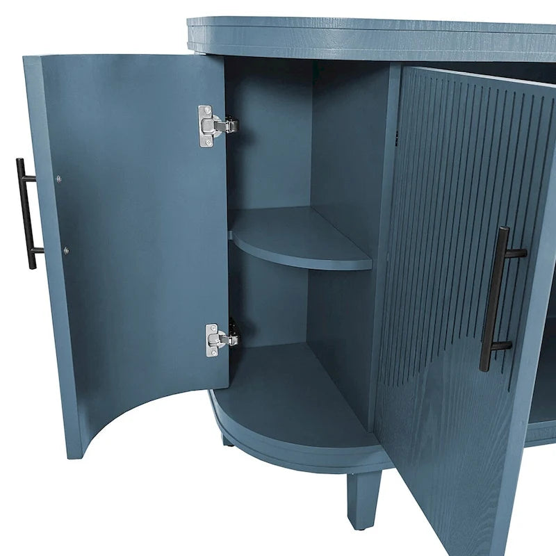 Bahut incurvé moderne Meuble de rangement en bois avec 4 portes et étagères réglables