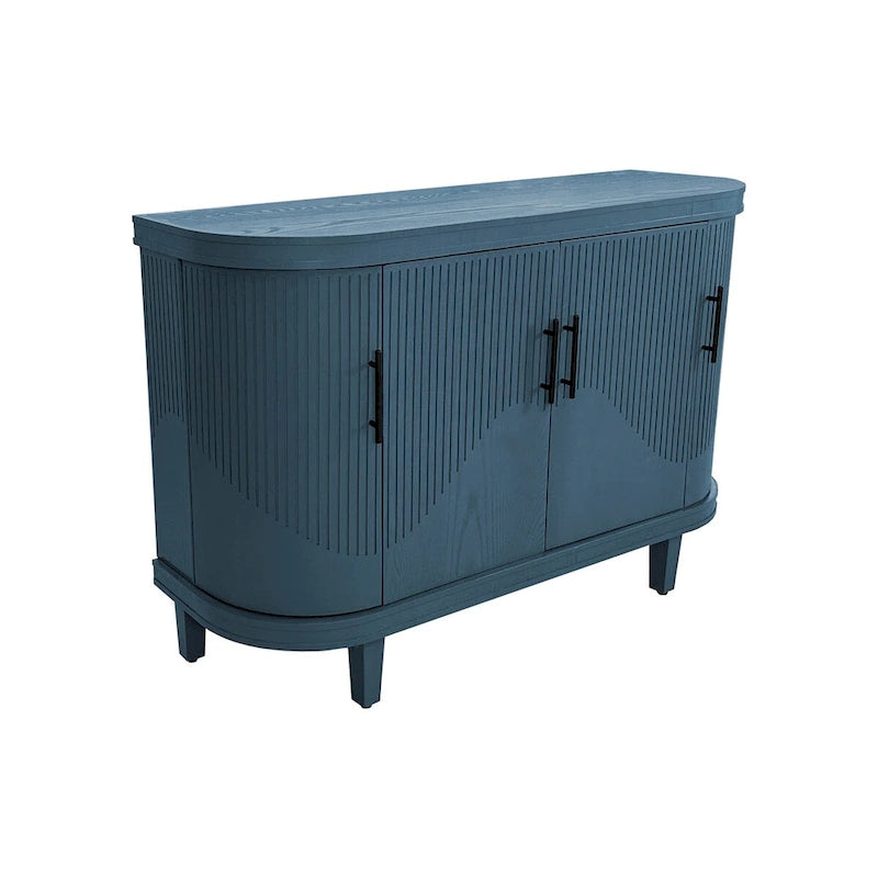 Bahut incurvé moderne Meuble de rangement en bois avec 4 portes et étagères réglables