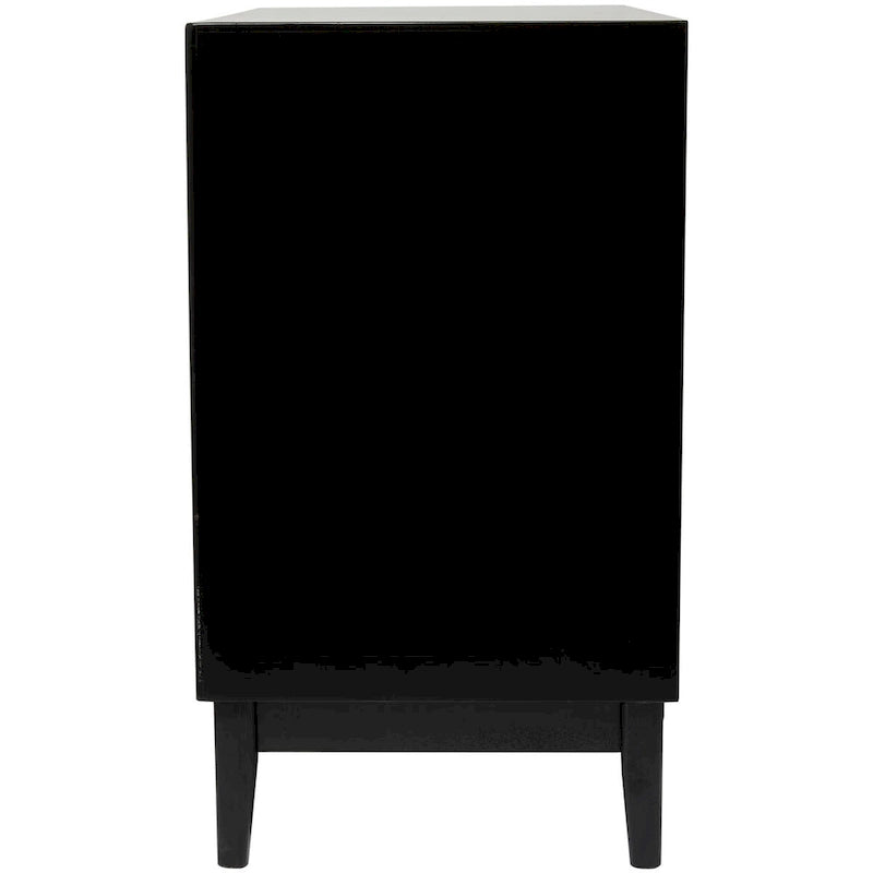 Mini-commode en bois à 3 tiroirs avec façade en rotin et poignées dorées - Marron clair ou noir - Roche River Decor