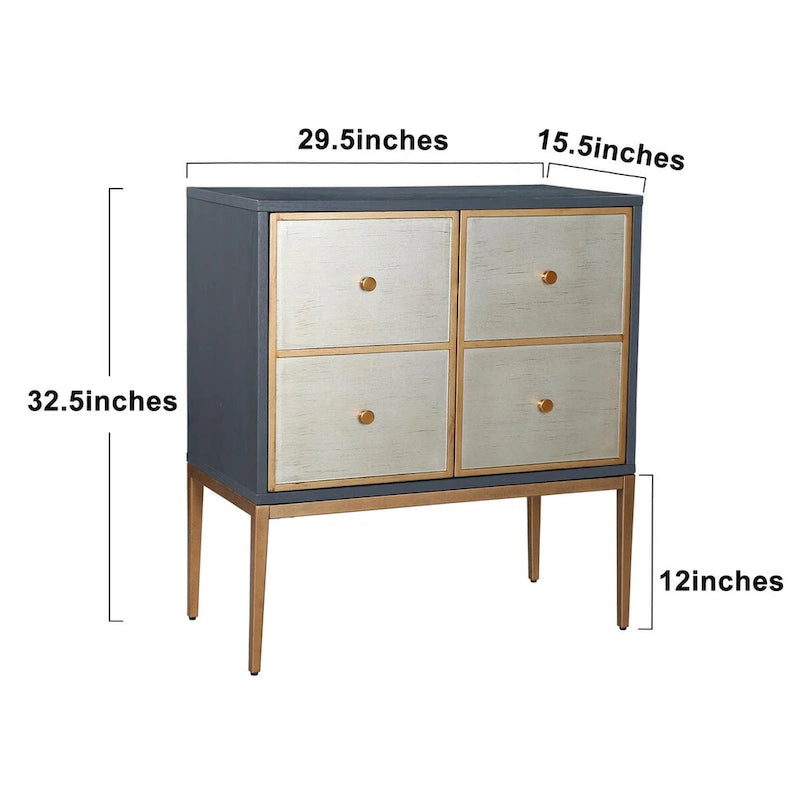 Delcey Meuble d'appoint moderne du milieu du siècle à 2 portes Buffet Brossé Laiton Étagère de rangement pour Salon/Salle à manger