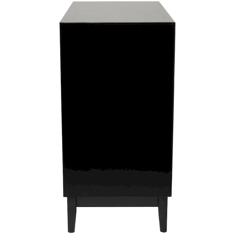 Meuble à 1 étagère et 2 portes en bois avec portes en rotin et poignées dorées - Brun clair ou noir - Roche River Decor