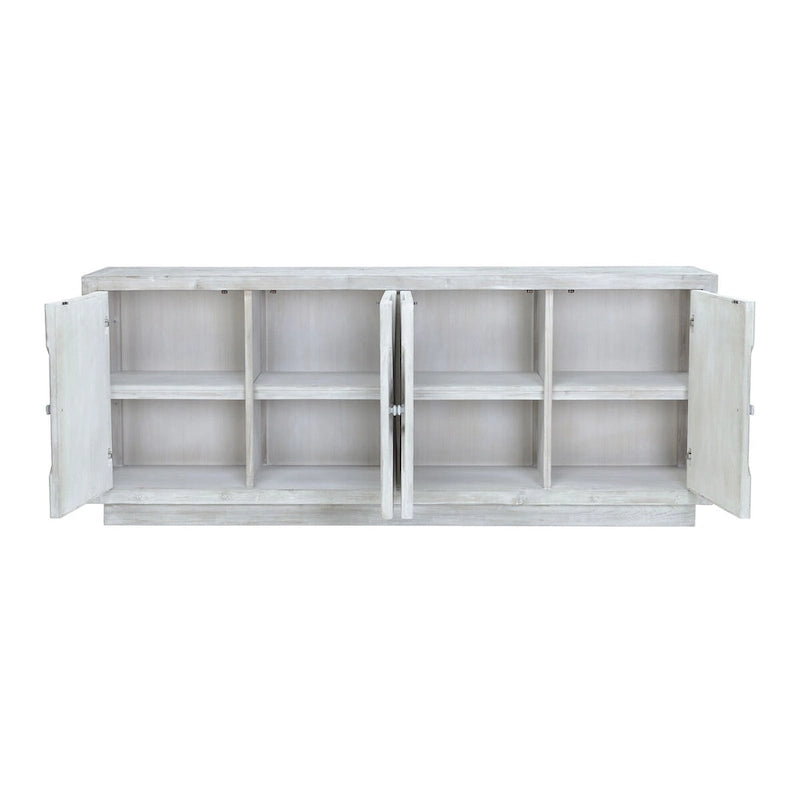 Buffet Addison 84 en pin recyclé sculpté, finition blanchie