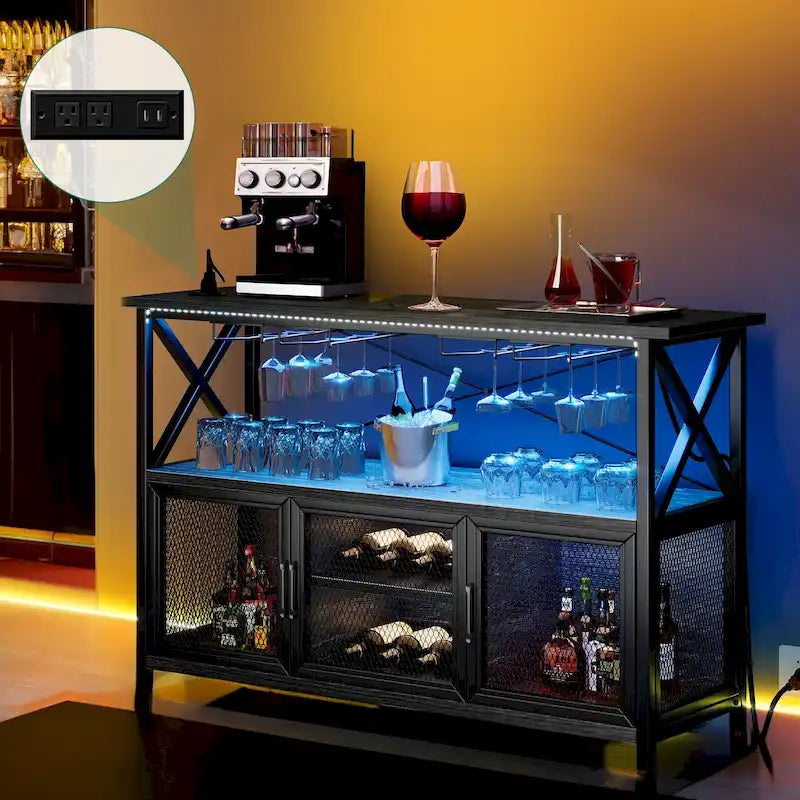 Moasis 55 Meuble Bar à Vin Industriel pour Café - 139,9 L x 39,9 W x 84,8 H centimètres