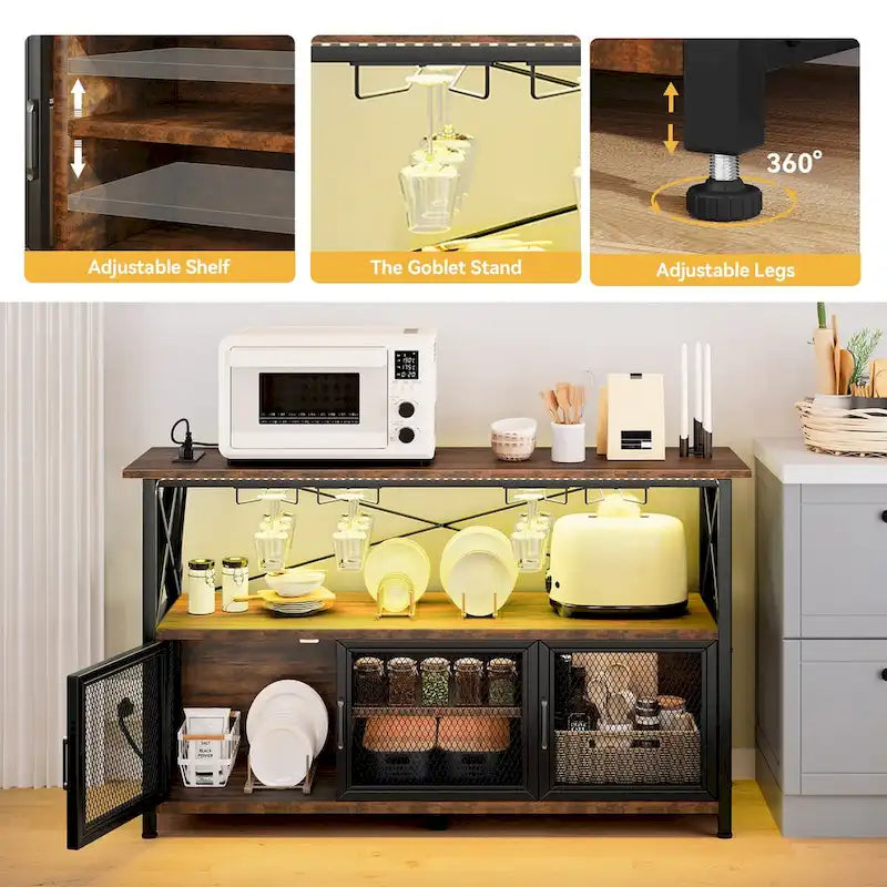 Moasis 55 Meuble Bar à Vin Industriel pour Café - 139,9 L x 39,9 W x 84,8 H centimètres