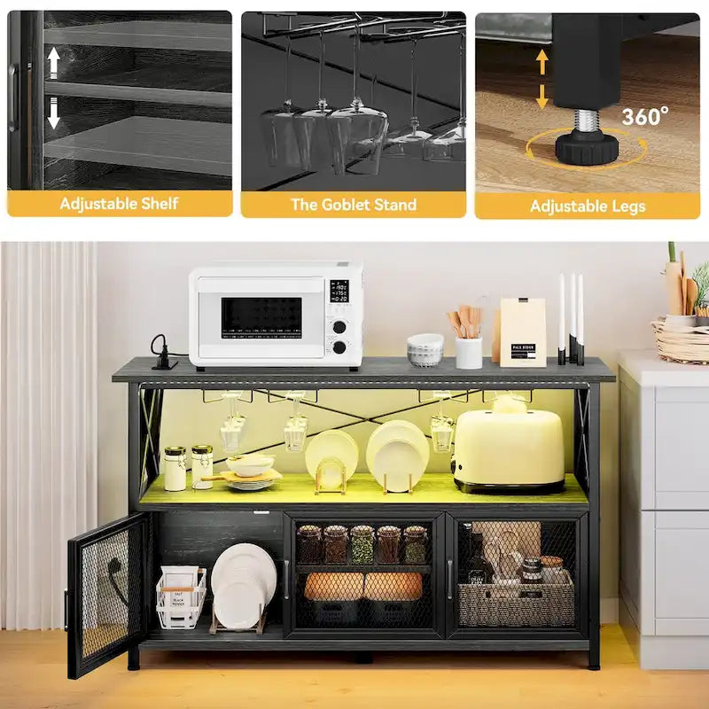 Moasis 55 Meuble Bar à Vin Industriel pour Café - 139,9 L x 39,9 W x 84,8 H centimètres